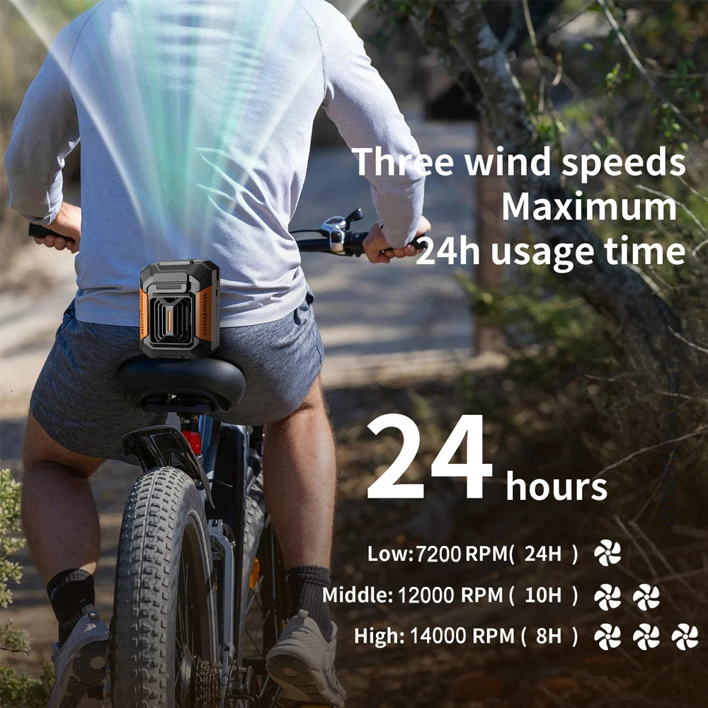 Portable Waist Fan Mini Rechargeable Portable Fan with 4000Mah Power Bank LED Lighting Wireless Fan for Sports Outdoor Working
