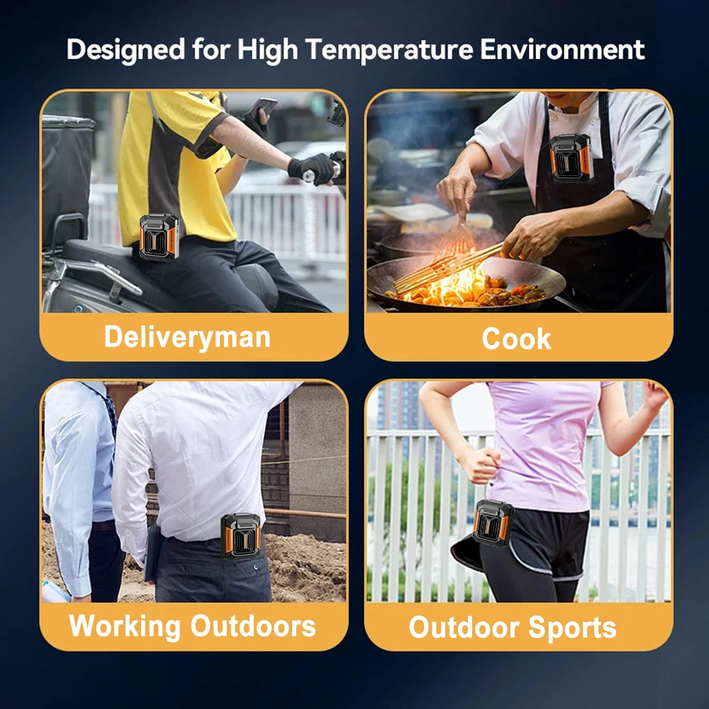 Portable Waist Fan Mini Rechargeable Portable Fan with 4000Mah Power Bank LED Lighting Wireless Fan for Sports Outdoor Working